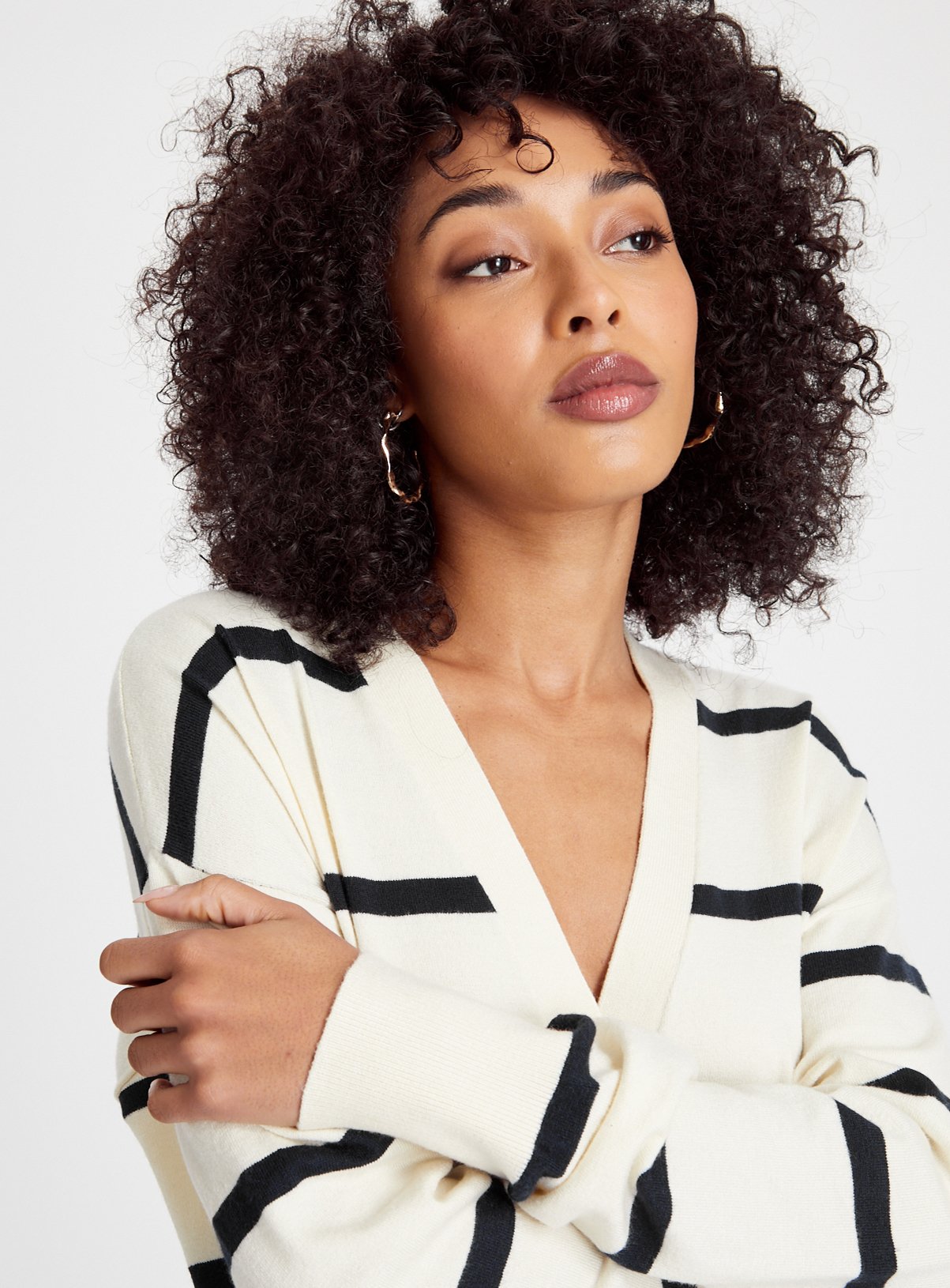 Cream Stripe Cropped Cardigan  18 - Image 3 thumbnail